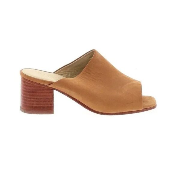 $185 NISOLO Open Square Toe Paloma Mules Heeled Sandals Sand Tan Beige Women 9.5 - Picture 1 of 7
